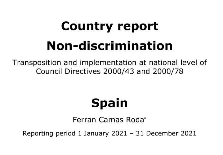 Informe sobre No Discriminación en España 2022 presentado a la Comisión Europea 