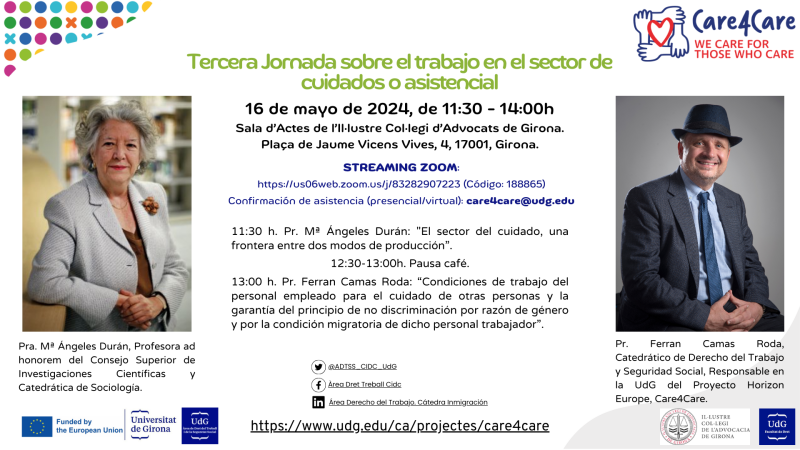 Mayo de 2024: Organización y celebración de una jornada muy interesante sobre el trabajo de cuidados. 