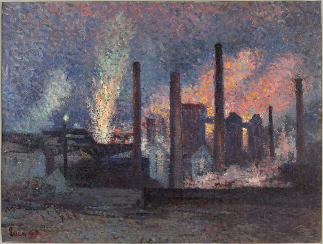 Enero de 2022: A un mes dedicado a la reforma laboral, le corresponde la imagen de una fábrica de mucho color, según M. Luce (1897) 